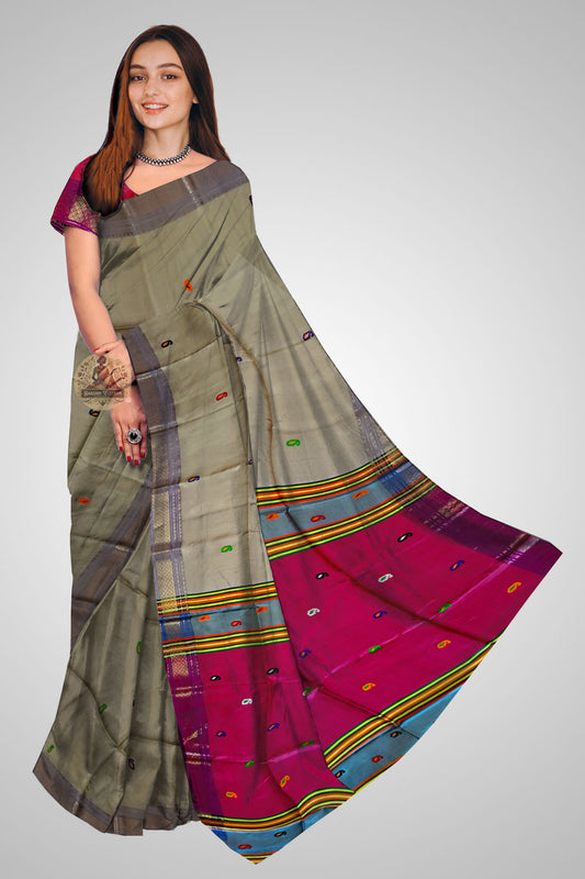 Shop Pure Silk Saree online – Heritage weave front view