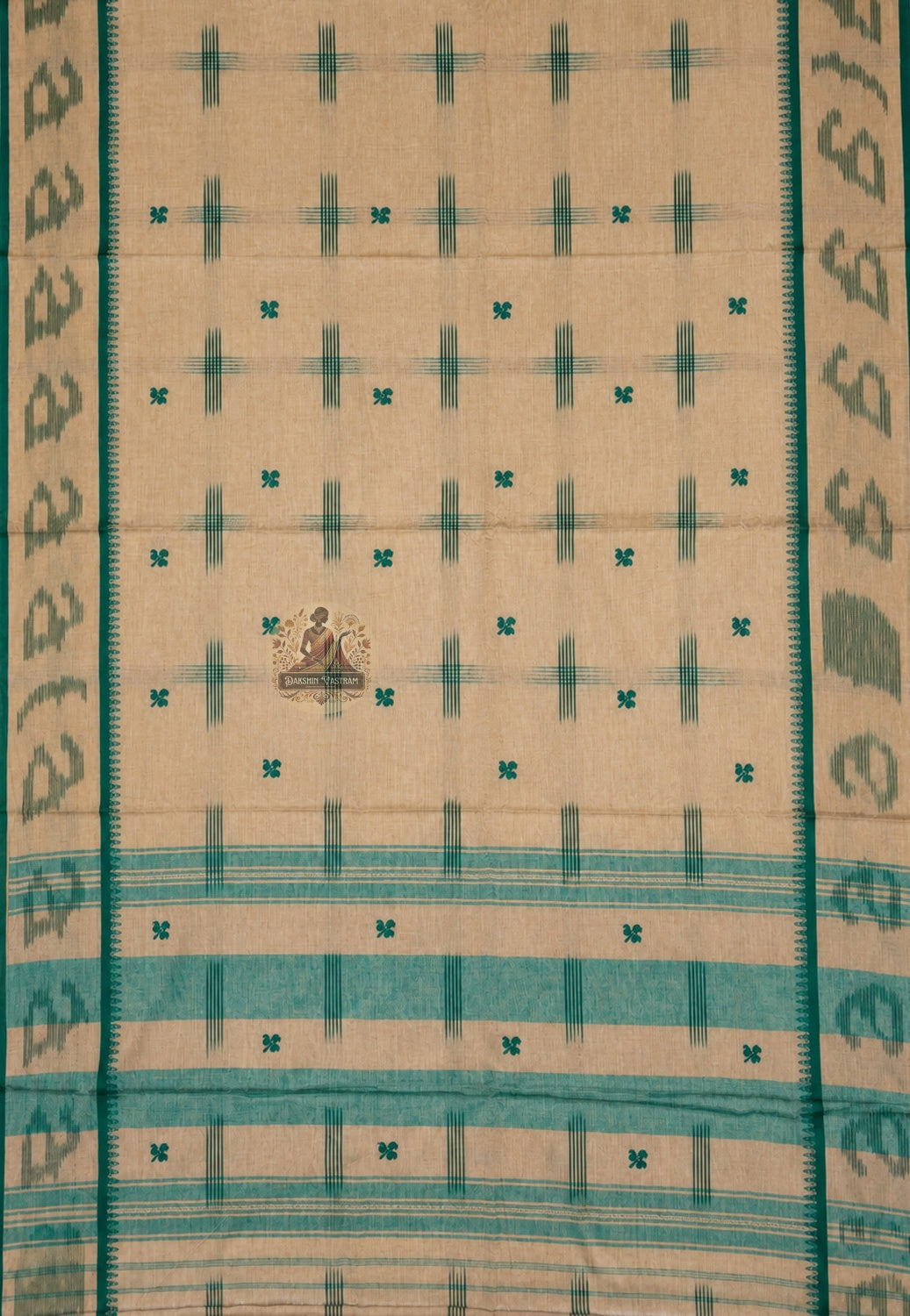 Close-up of handloom pure cotton weave showing fine natural texture, traditional thread work, and the craft of Indian handloom weaving