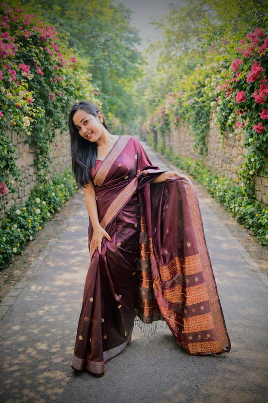 Shop Pure Mulberry Silk Saree – Assam weave side profile