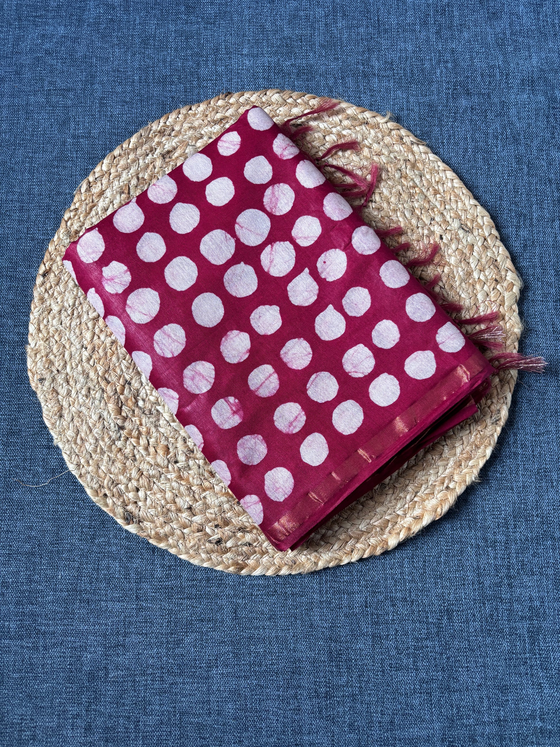 Buy Mul Cotton Saree online – Soft mulmul saree front view