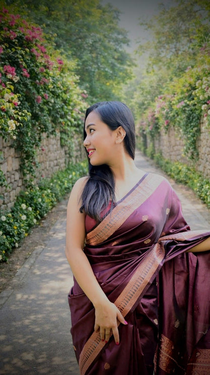 Shop Assamese Saree with blouse – Premium silk finish with matching blouse