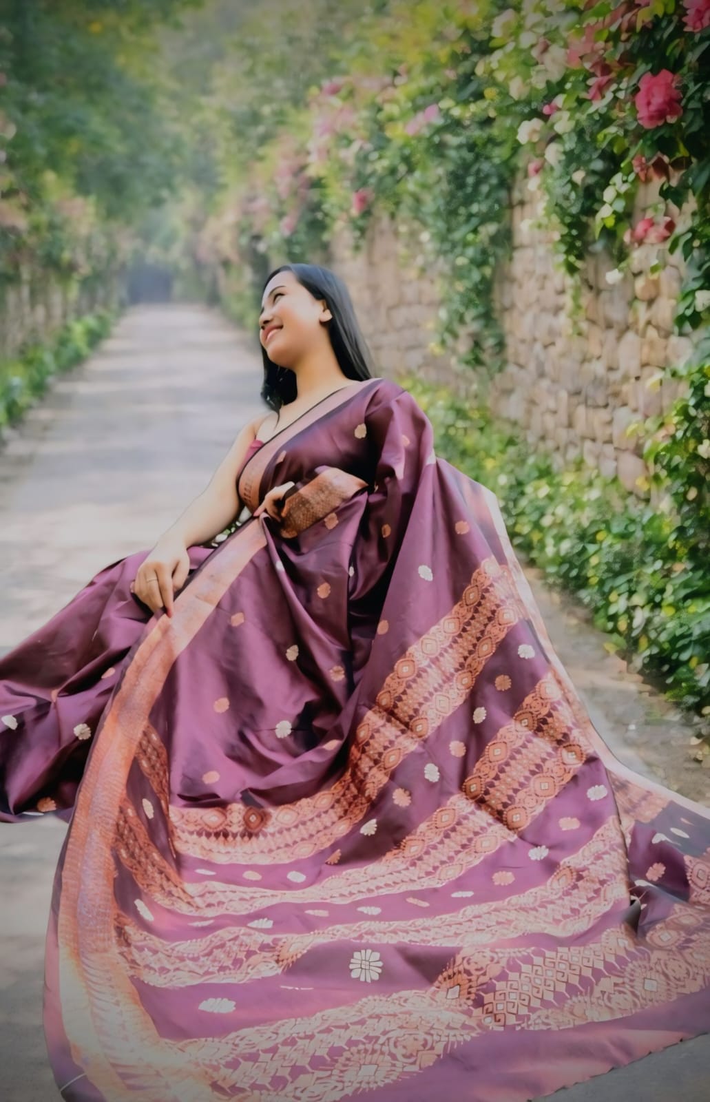 Buy Assam Silk Saree online – Traditional Assamese saree front view