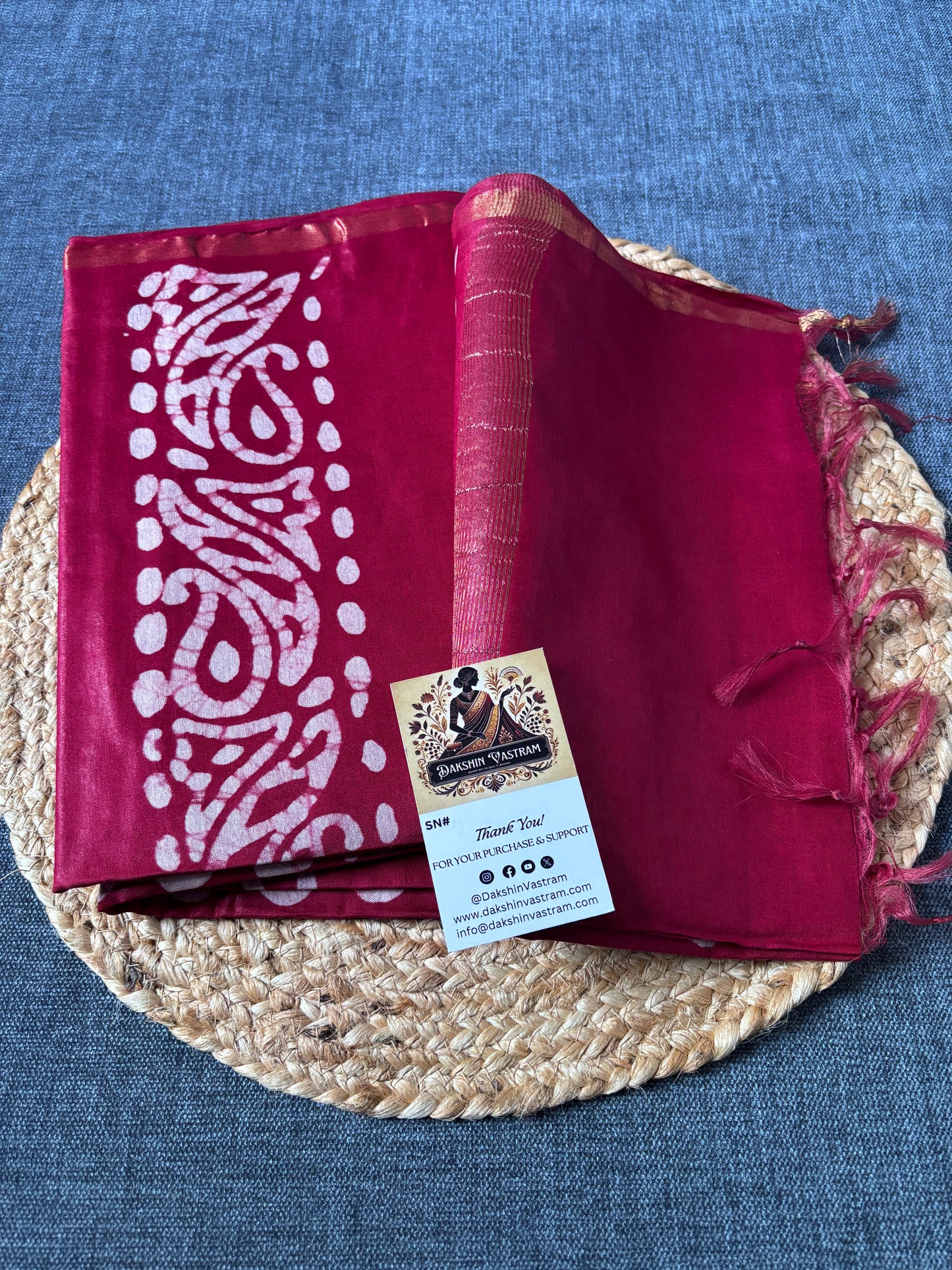 Buy mul cotton saree online – Rear view with pallu detail