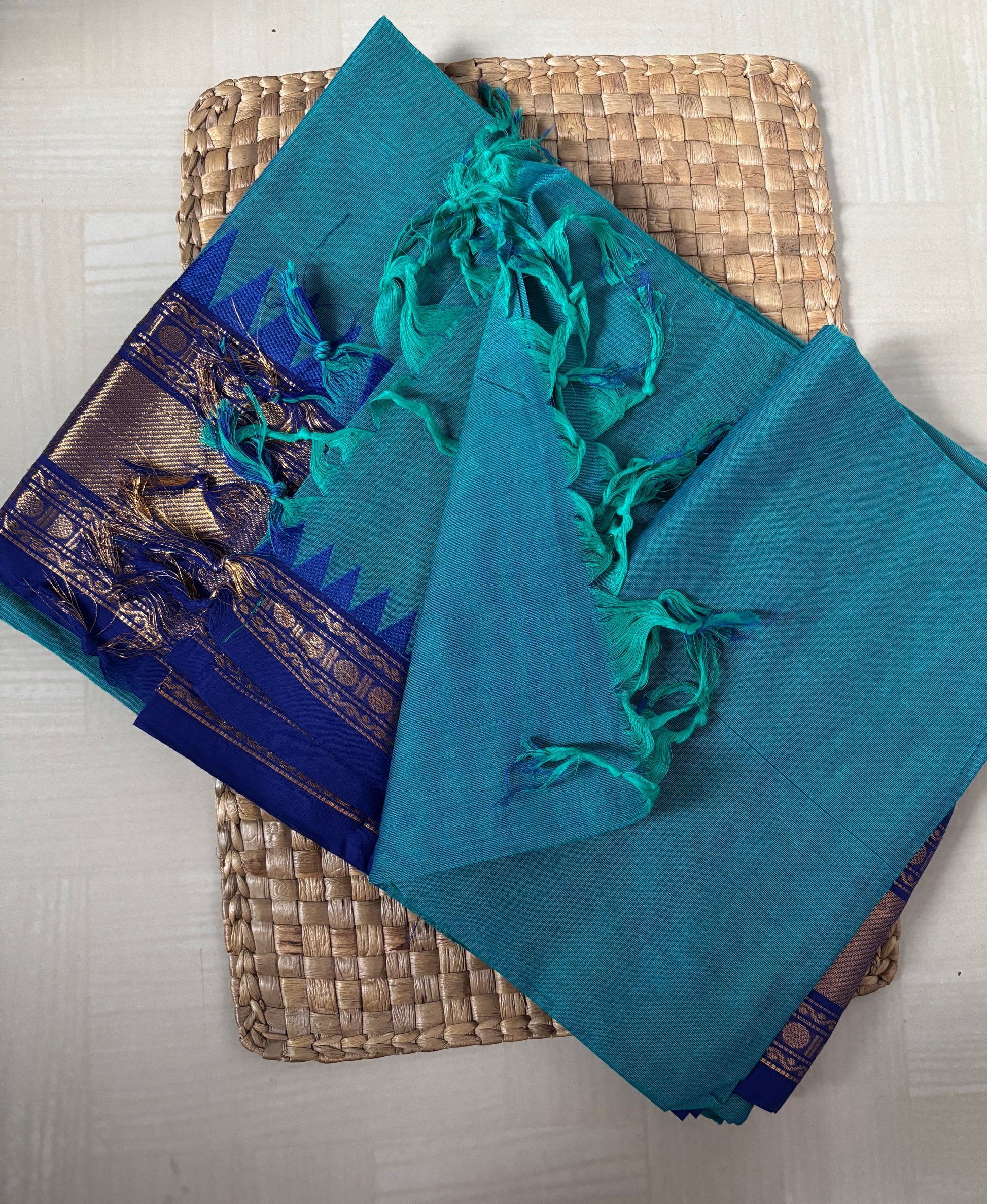 Buy Chettinad Cotton Saree online – Authentic Chettinad Cotton Saree side view