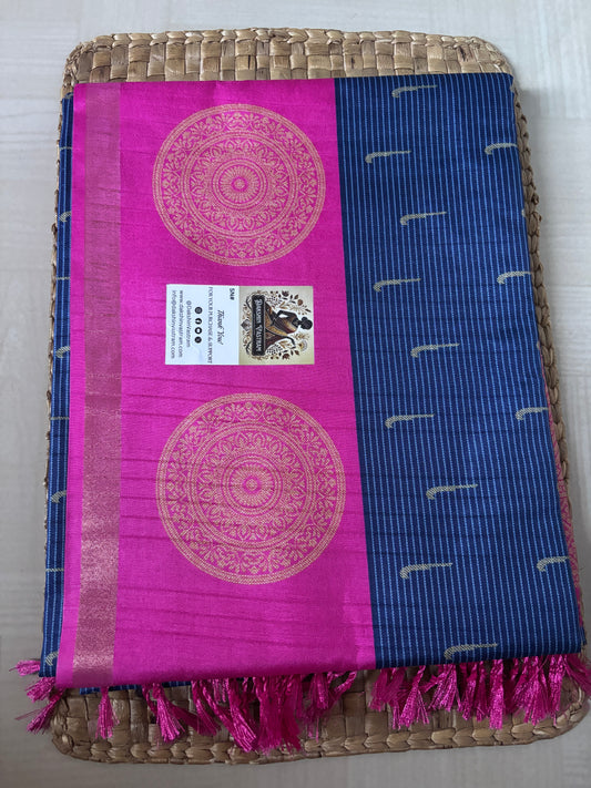 Buy Semi Silk Sarees – Rear view highlighting pallu design