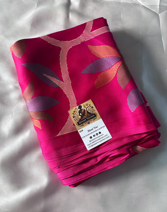 Shop Semi Silk Saree online – Side view highlighting pleats and weave