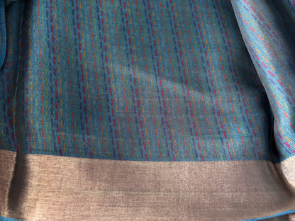 Shop Handloom Saree with blouse – Blouse piece matched with linen weave