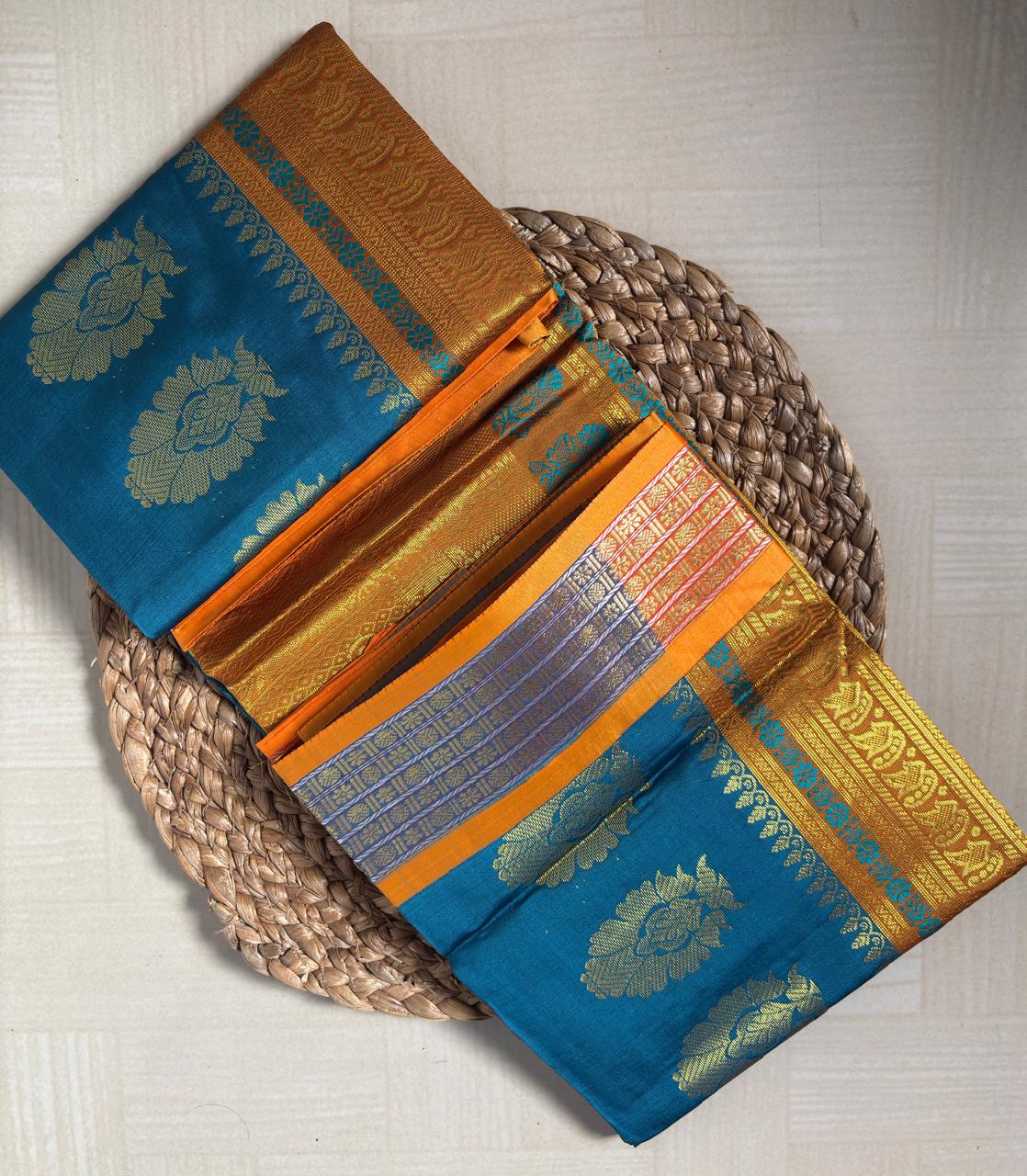 Buy Semi Silk Saree in Soft Beige online – Semi Silk Saree full saree view