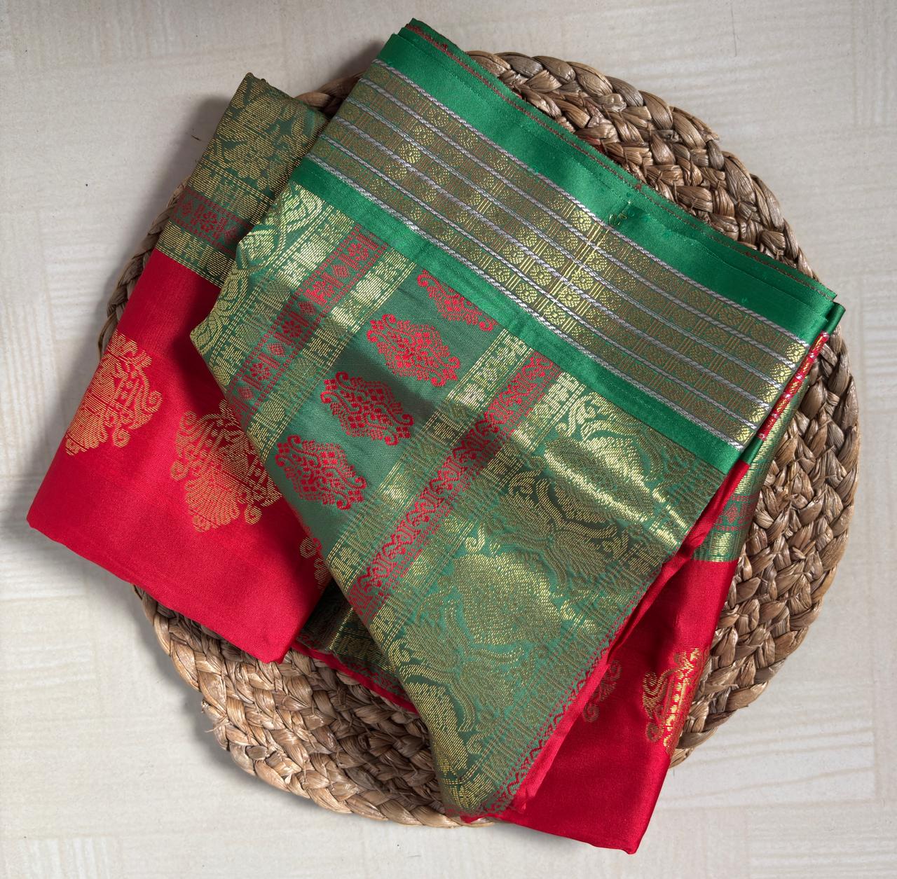 Buy Semi Silk Saree in Midnight Blue online – Semi Silk Saree rear view