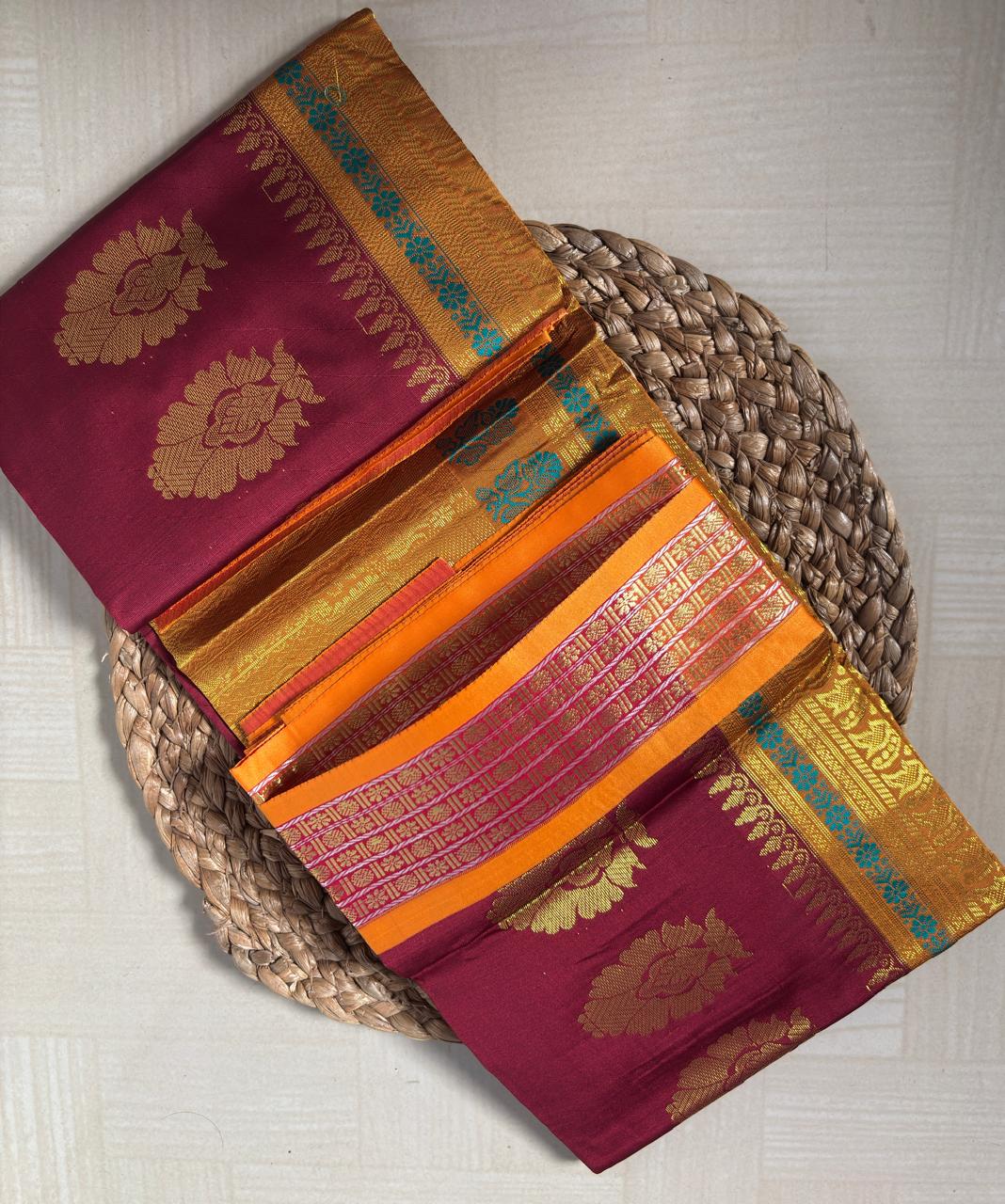 Buy Semi Silk Saree in Rose Gold online – Semi Silk Saree rear view