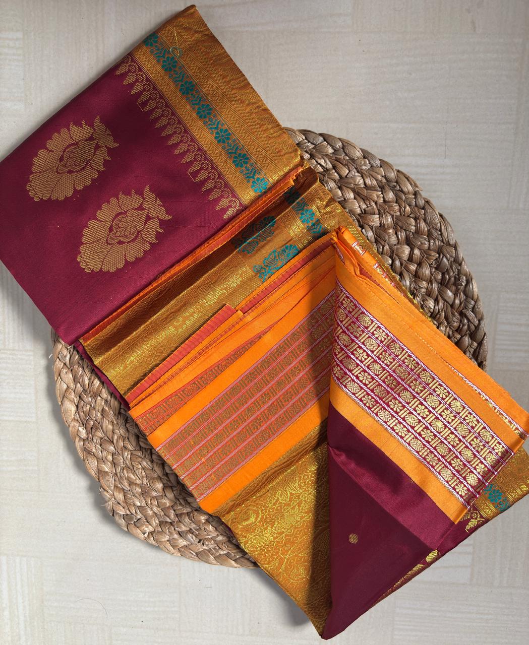 Buy Semi Silk Saree in Rose Gold online – Semi Silk Saree full saree view