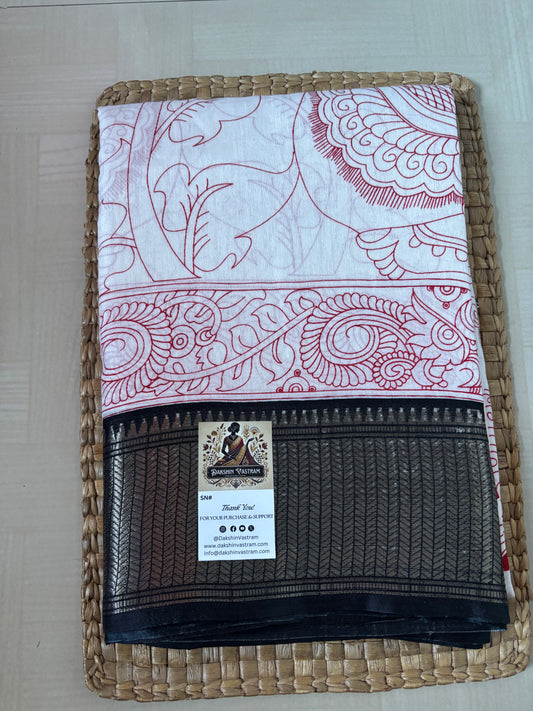 Buy Dola Silk Saree online – White Dola Silk Saree front view