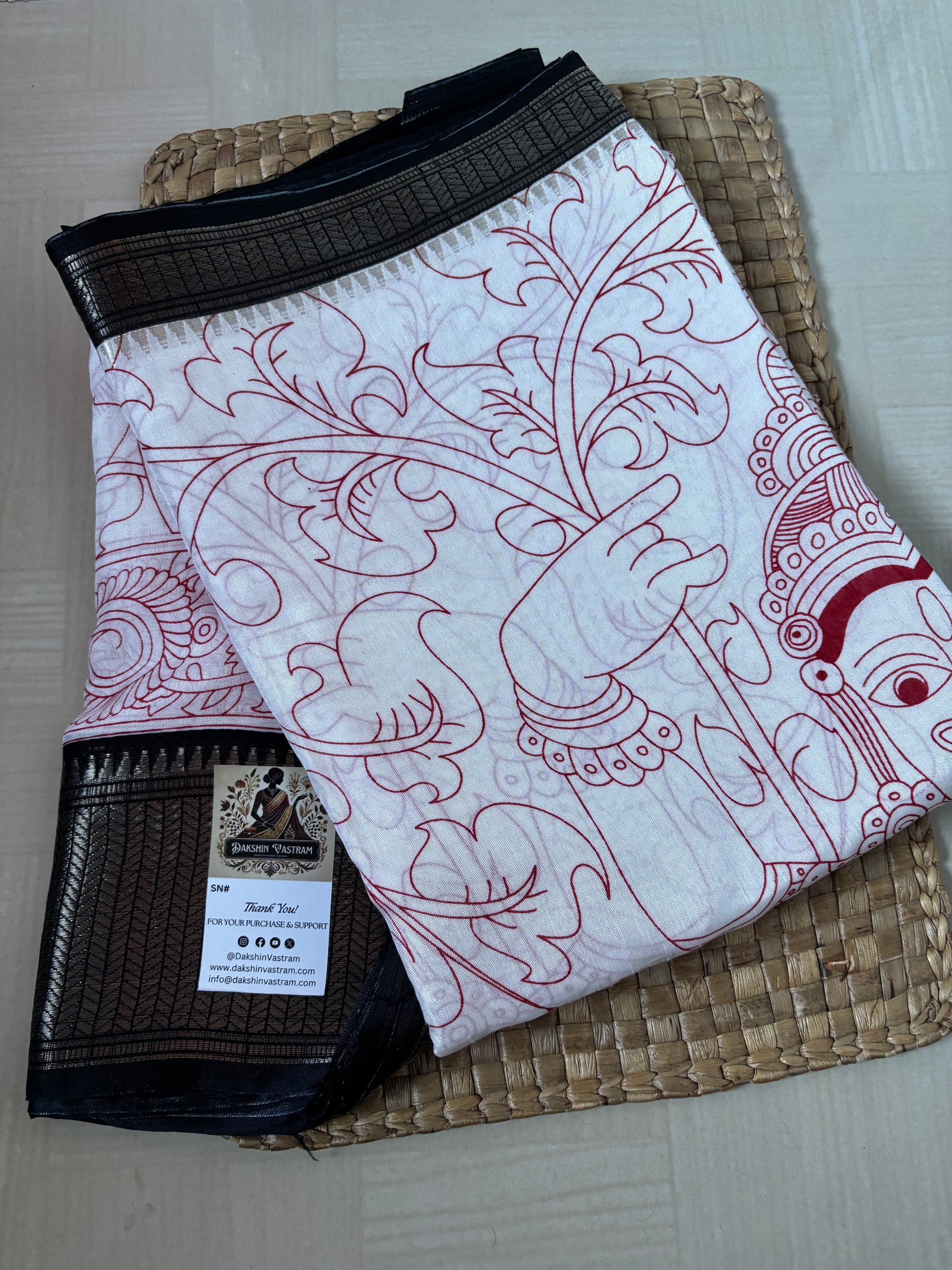 Buy Dola Silk Saree online – White Dola Silk Saree full view