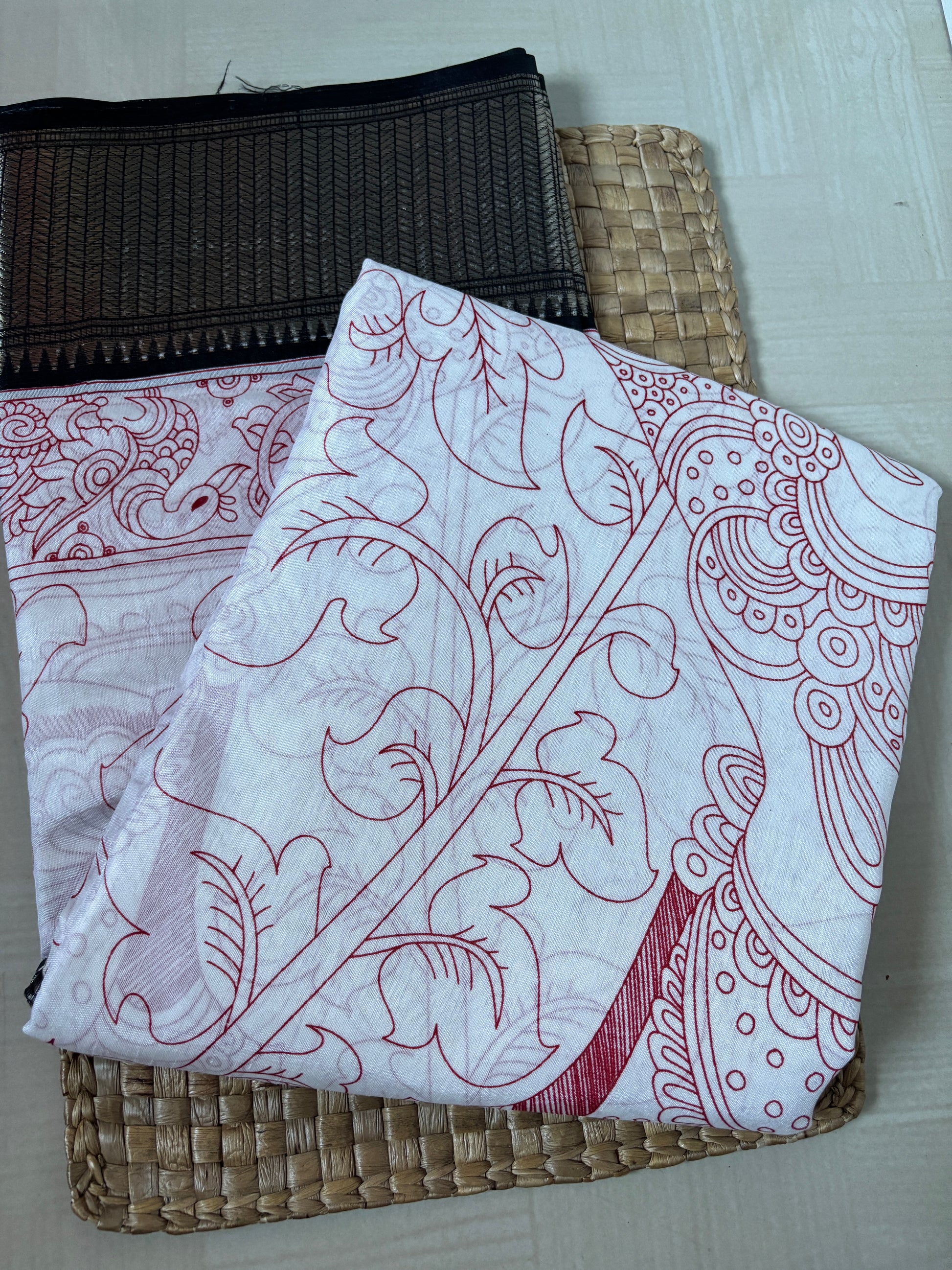 Buy Dola Silk Saree online – White Dola Silk Saree front view