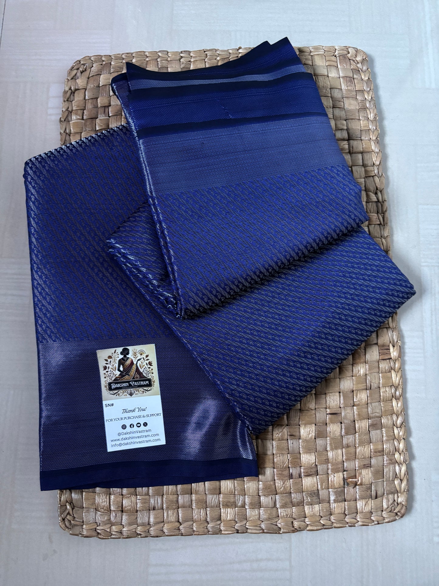Buy Semi Silk Saree online – Royal Blue Semi Silk Saree rear view