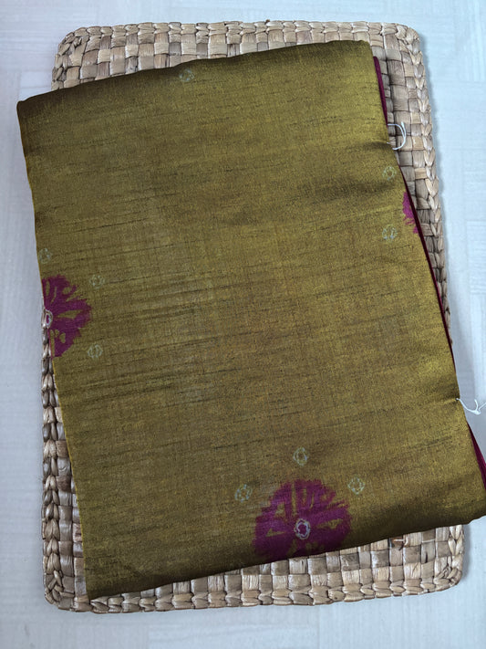 Buy Art Silk Saree online – Olive Pink Art Silk Saree side view