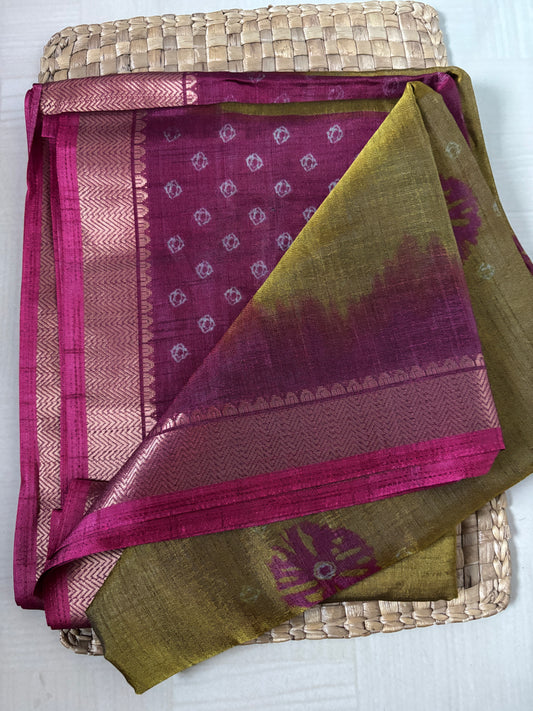 Buy Art Silk Saree online – Olive Pink Art Silk Saree front view