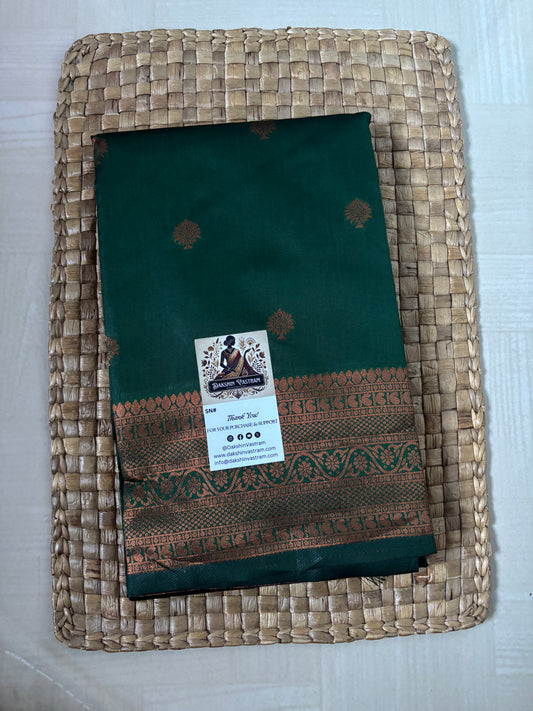 Buy Semi Silk Saree online – Green Semi Silk Saree front view