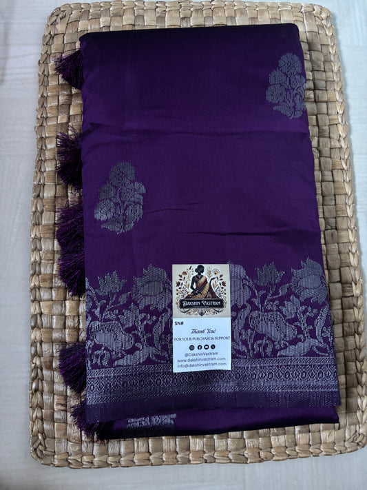 Buy Semi Silk Saree online – Elegant Purple Saree front view