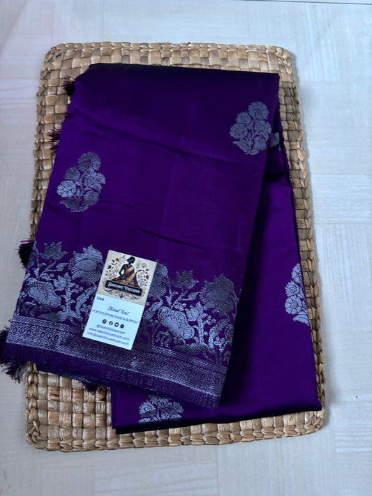 Buy Semi Silk Saree online – Elegant Purple Saree side view