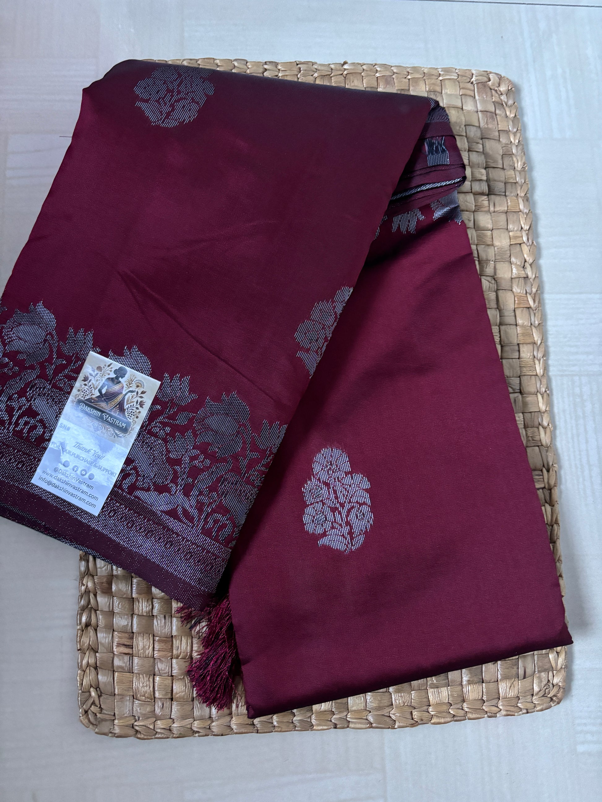 Buy Semi Silk Saree online – Plum Purple Saree rear view