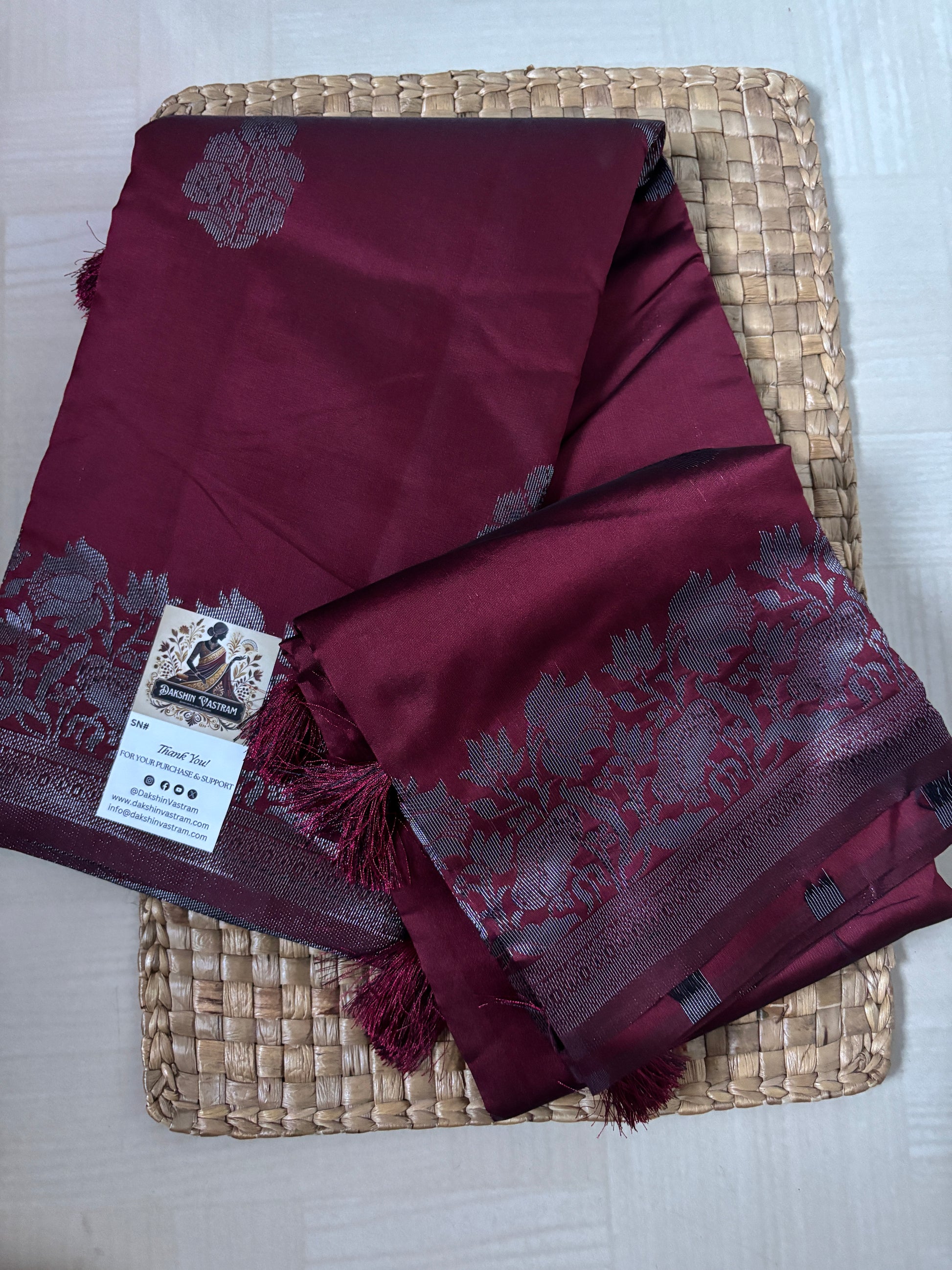 Buy Semi Silk Saree online – Plum Purple Saree front view