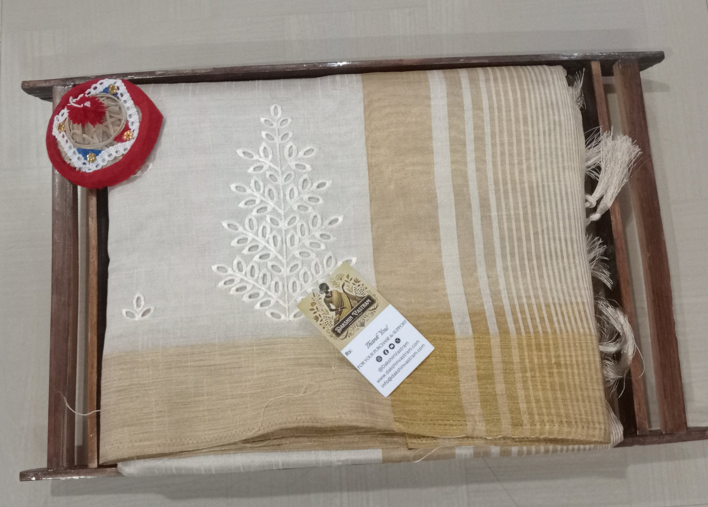 Tussar Embroidery Saree | This pure tussar saree is elevated with intricate embroidery