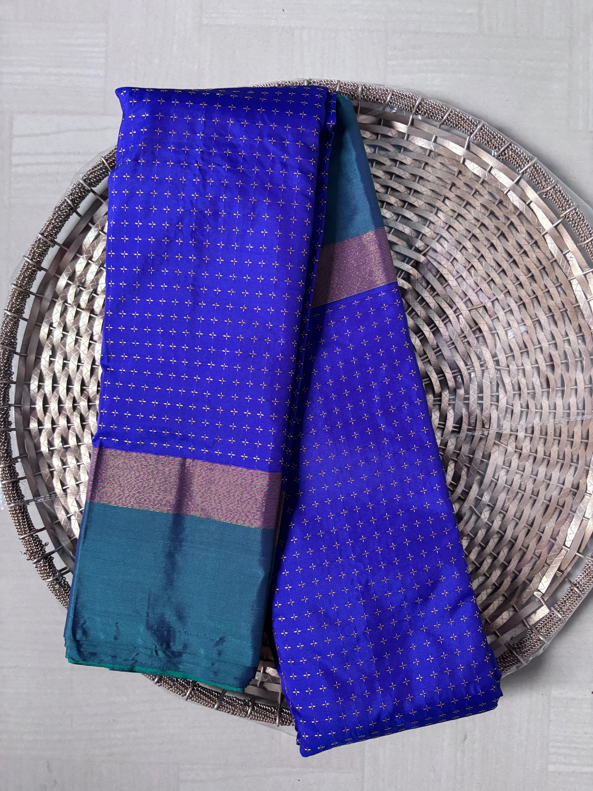 Buy Soft Silk Saree online – Blue Buti Saree front view