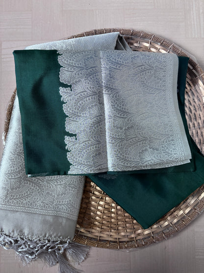 Buy Soft Silk Saree online – Bottle Green Saree blouse view