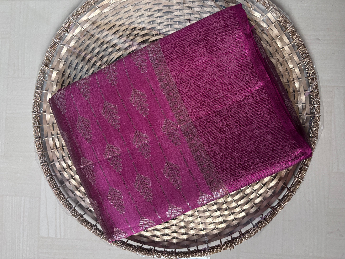 Buy Tussar Silk Saree online – Purple Zari Saree front view