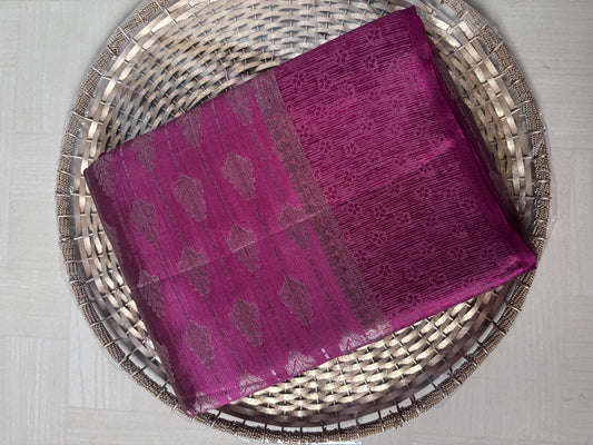 Buy Tussar Silk Saree online – Purple Zari Saree front view