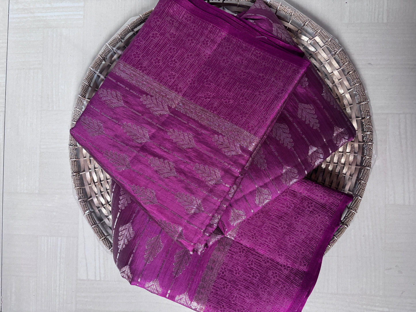 Buy Tussar Silk Saree online – Purple Zari Saree rear view