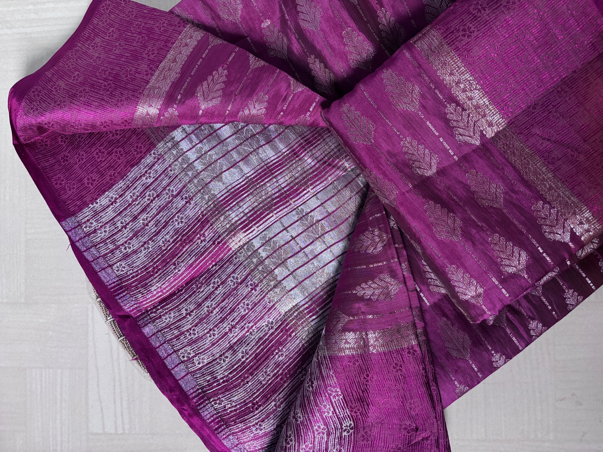 Buy Tussar Silk Saree online – Purple Zari Saree blouse view