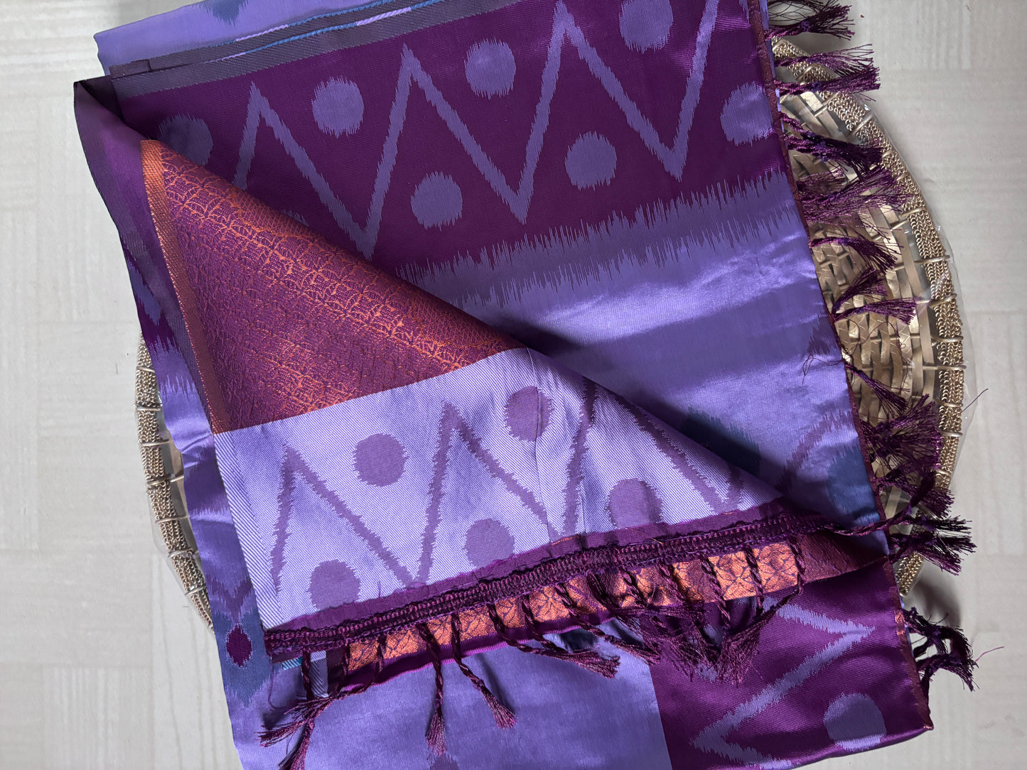 Buy Semi Silk Saree online – Purple Ikat Saree blouse view