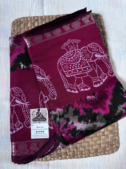 Buy Muslin Saree Online – Saree and blouse view for complete styling