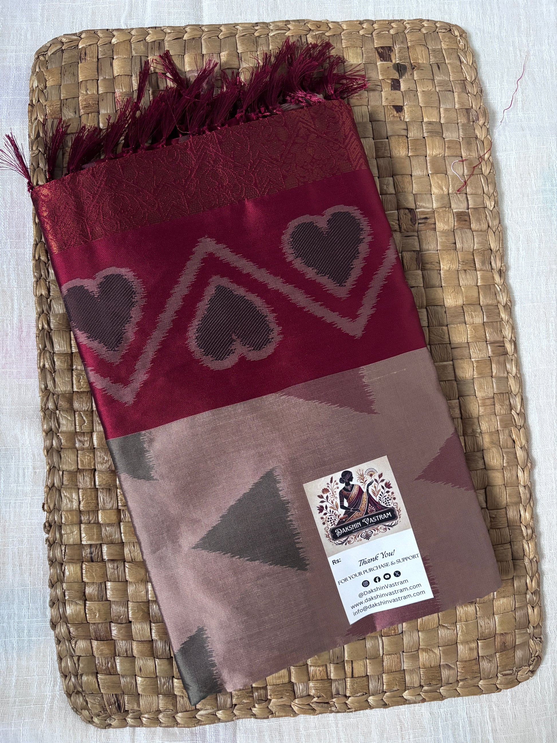 Buy Mulberry Silk Saree Online – Front view showcasing rich texture