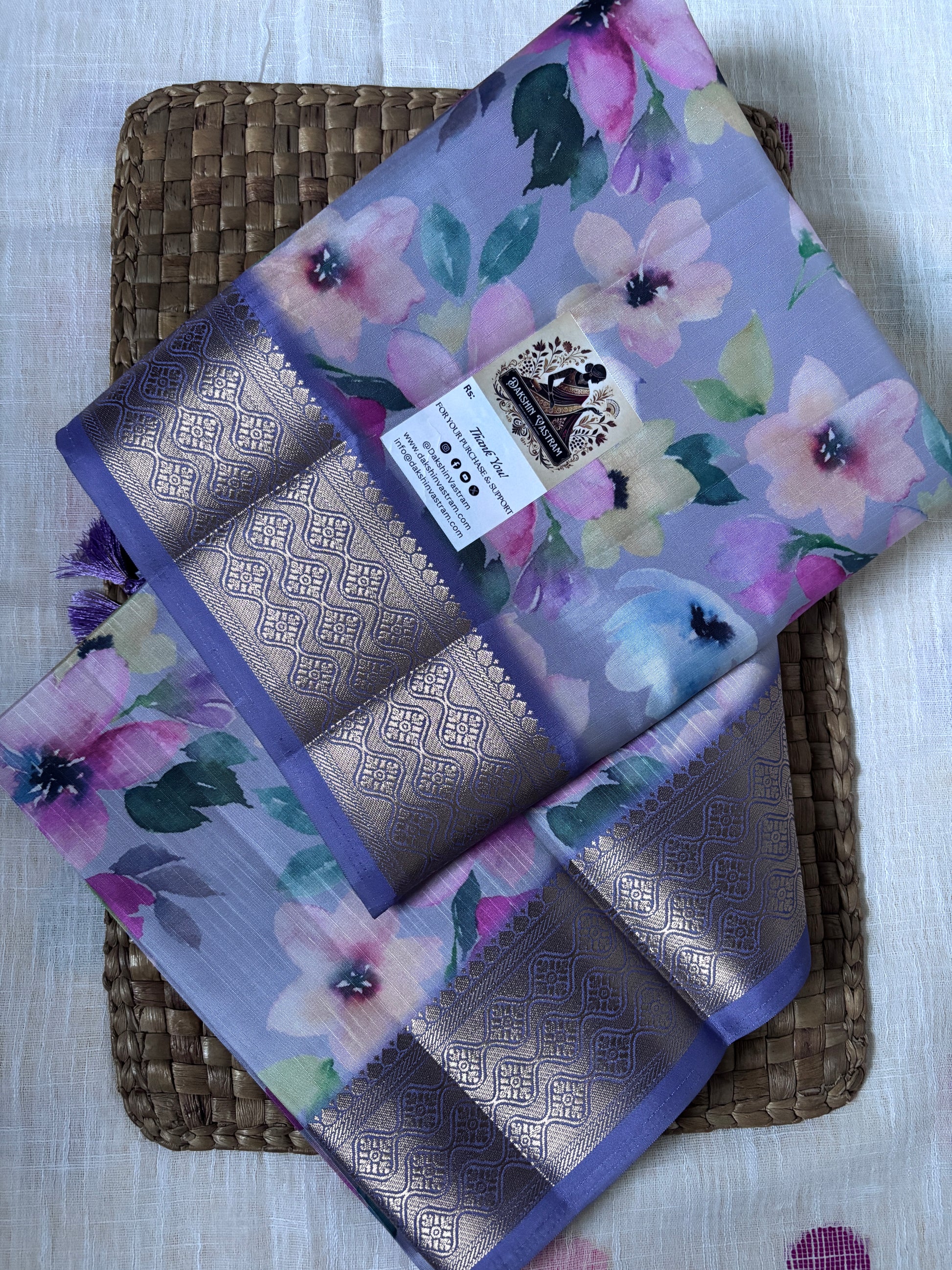 Buy Raw Silk Saree Online – Blouse view styled with Tussar fabric