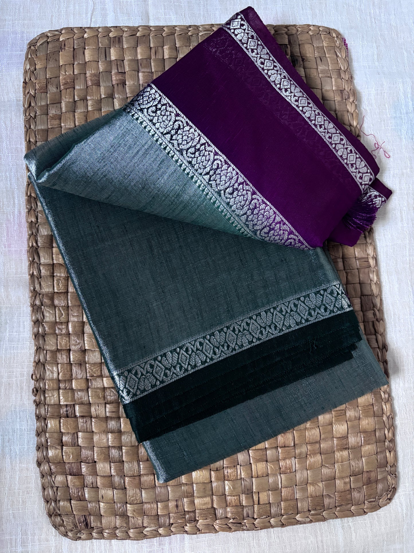 Shop Indian Tissue Saree online – Side profile with sheer silk glow