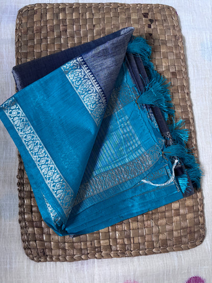 Shop festive Tissue Saree online – Side view with woven silk texture