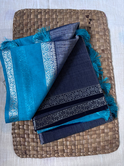 Buy Indian Tissue Saree online – Rear view showing elegant pallu fall