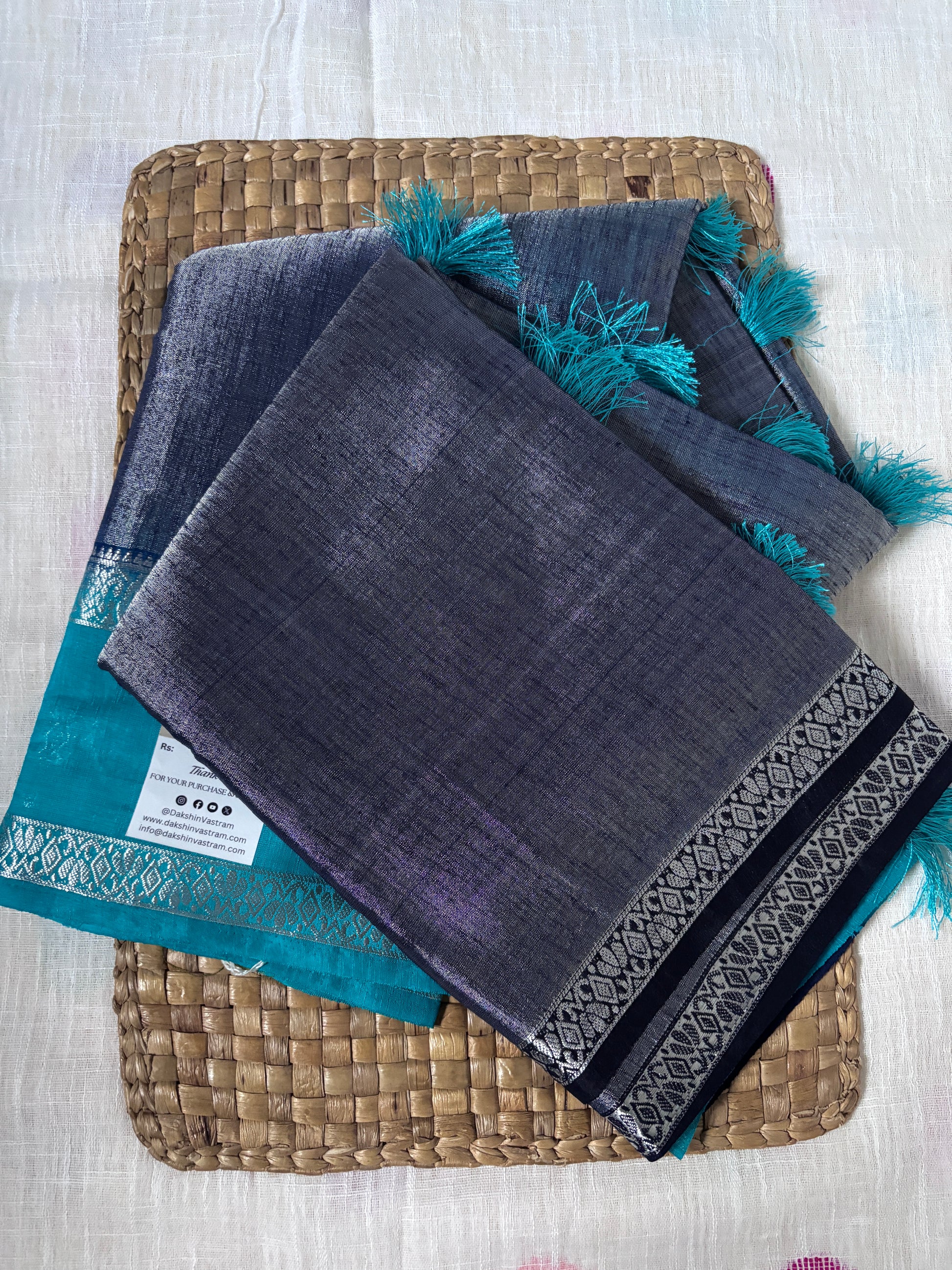 Buy Tissue Silk Saree online – Handloom front view with subtle shimmer