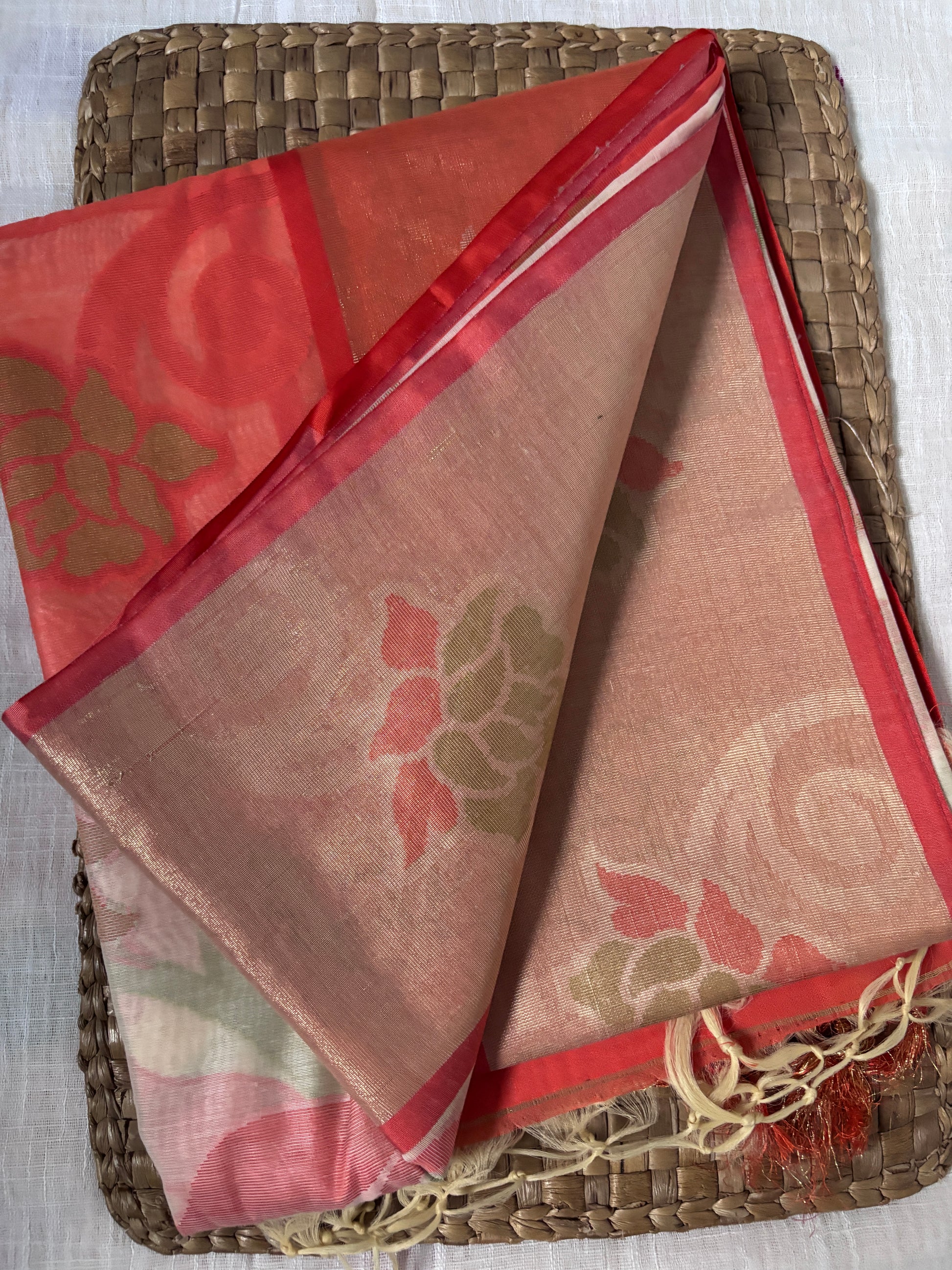 Shop Shimmering Silk Saree online – Side view showing delicate texture