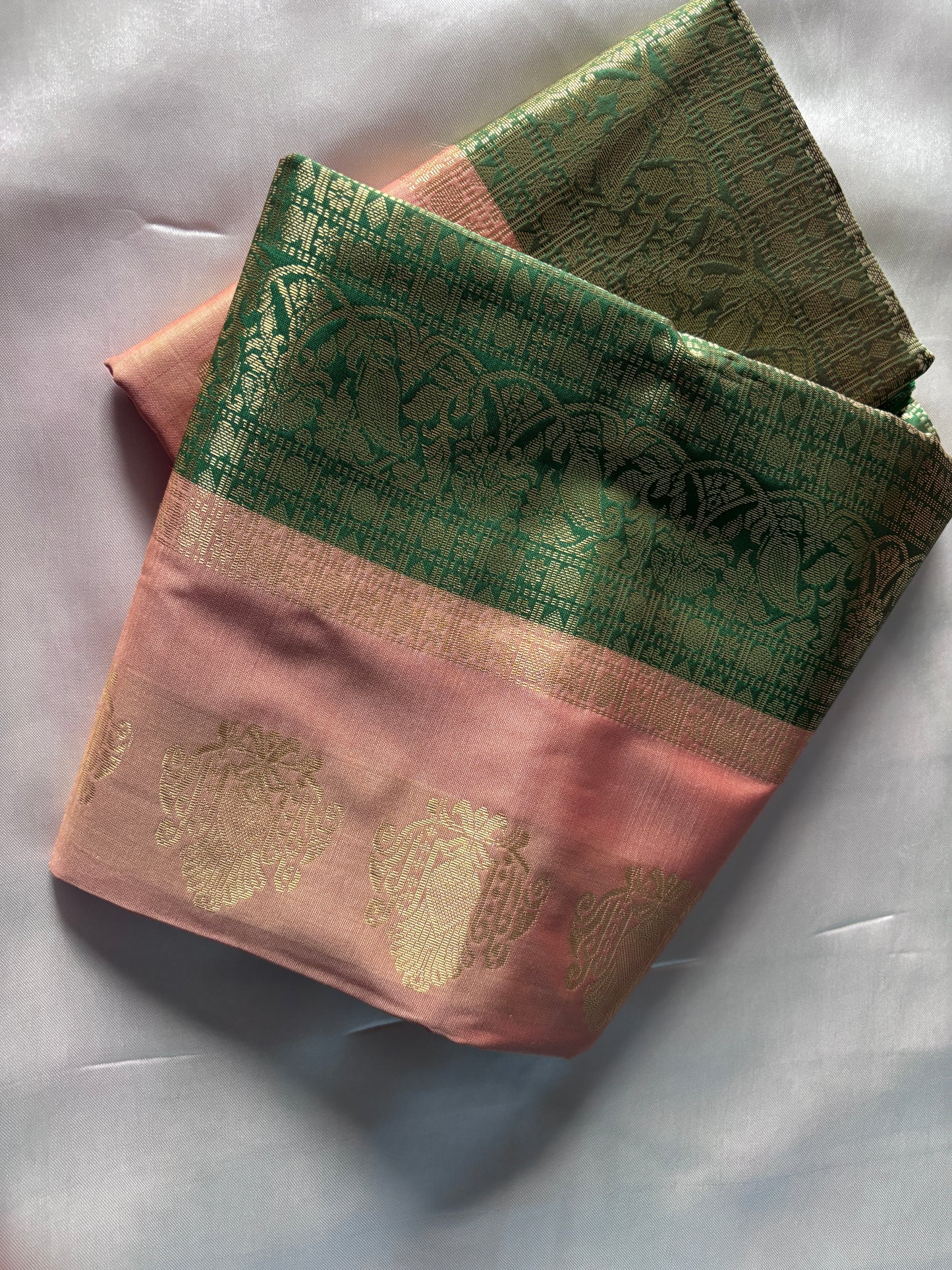 Shop Semi Silk Sarees online – Side view showcasing woven pattern