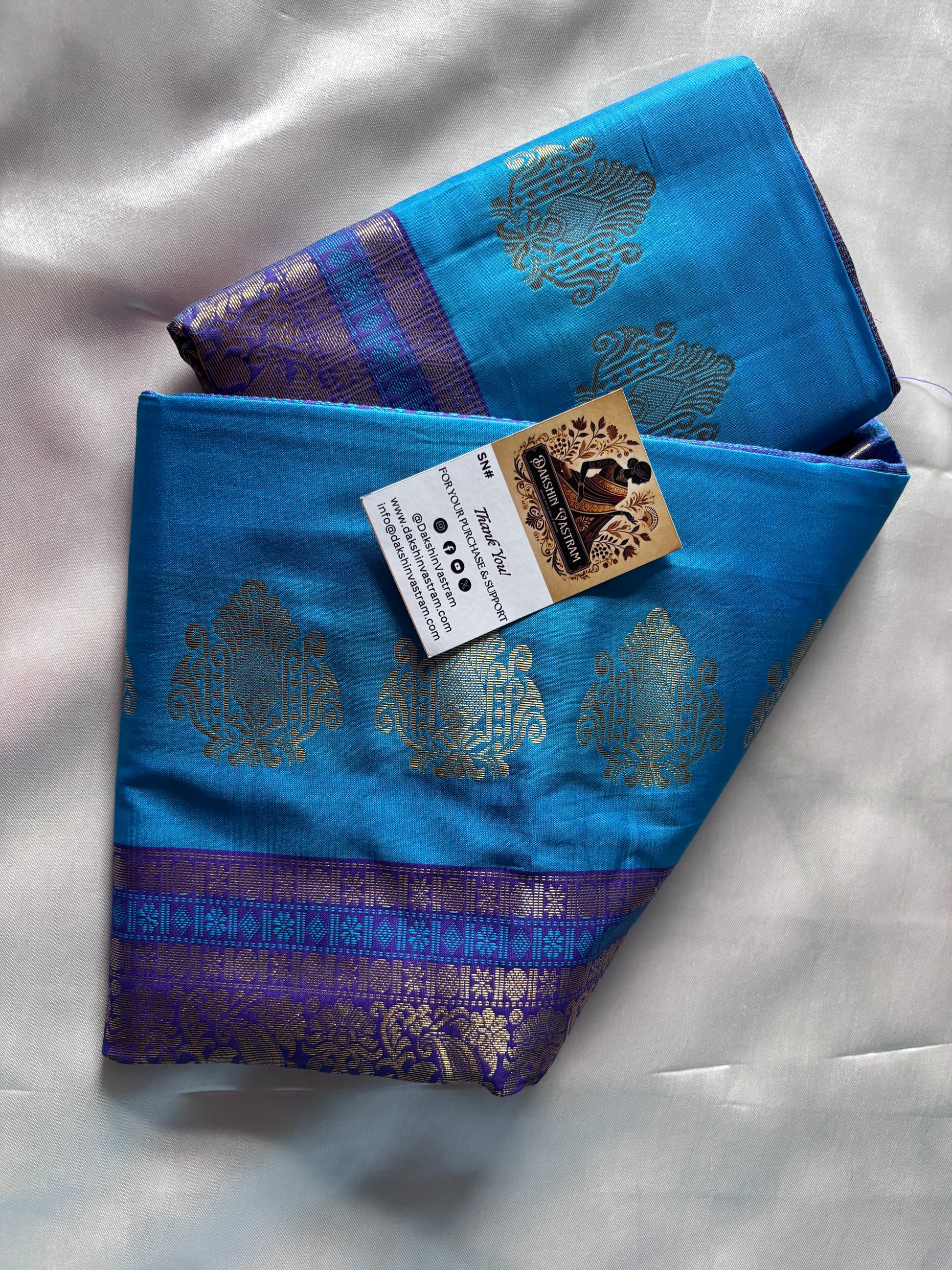 Buy Semi Silk Saree online – Side view highlighting pleats and fall