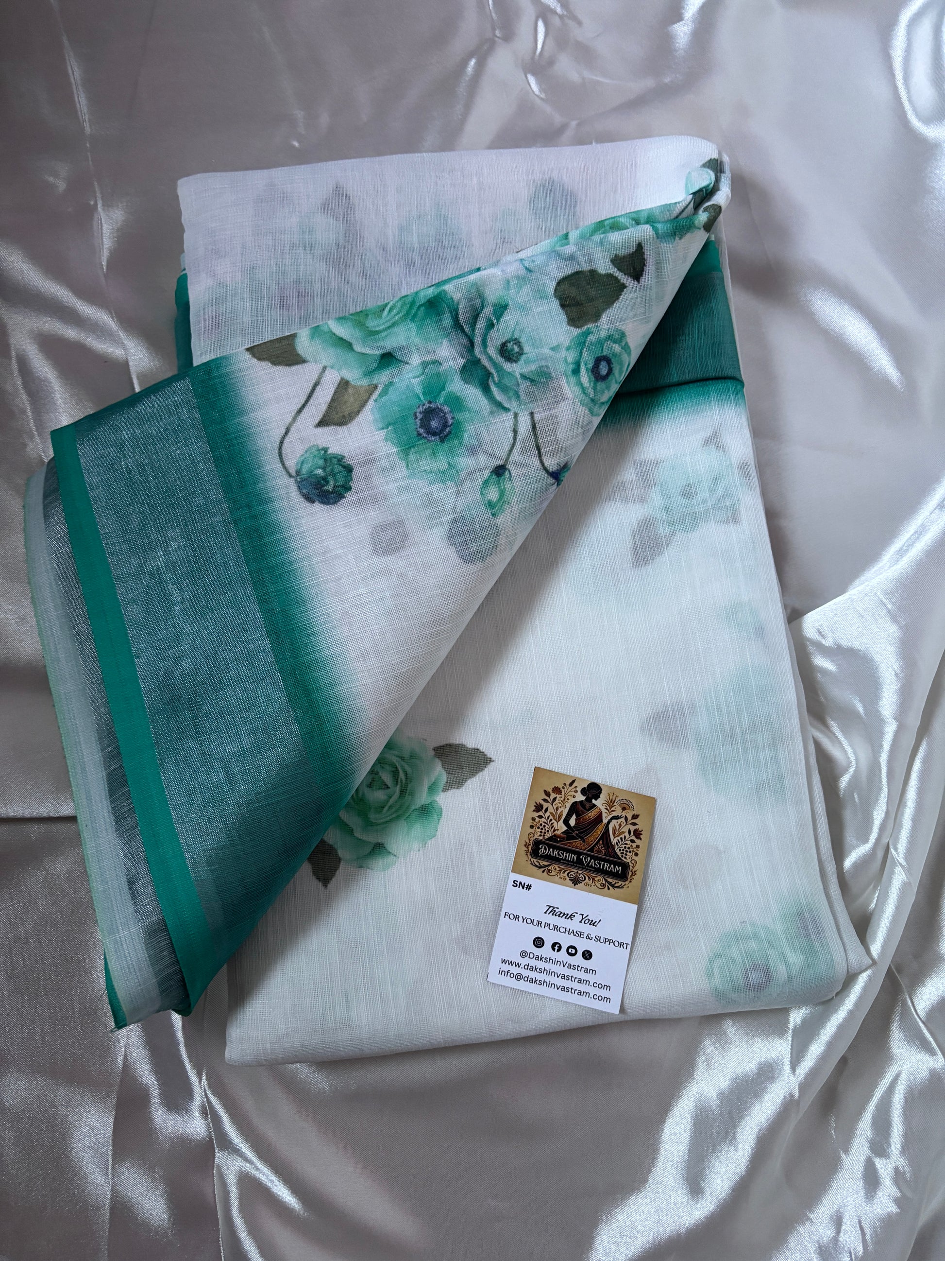 Buy Linen Sarees – Rear view with pallu design