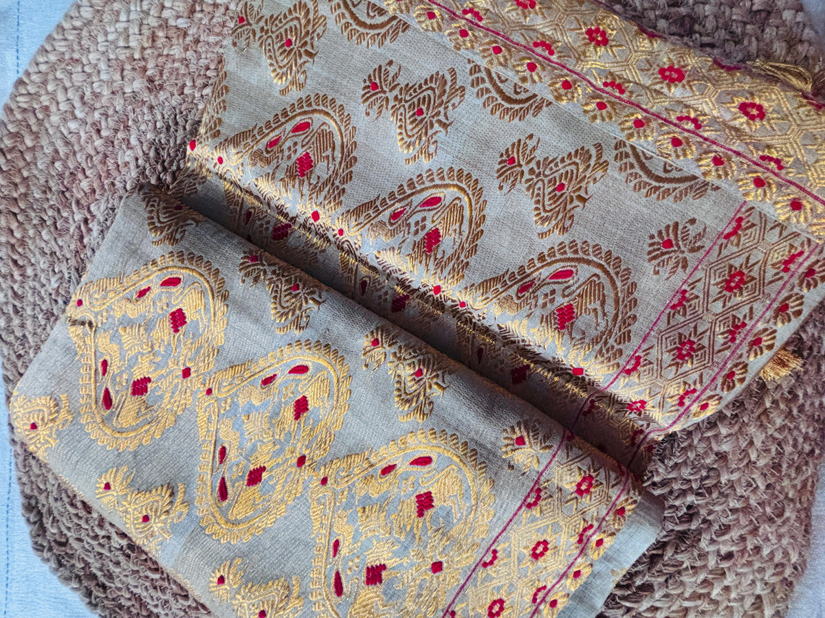 Muga Silk Saree | Assam Handloom Rare Natural Silk