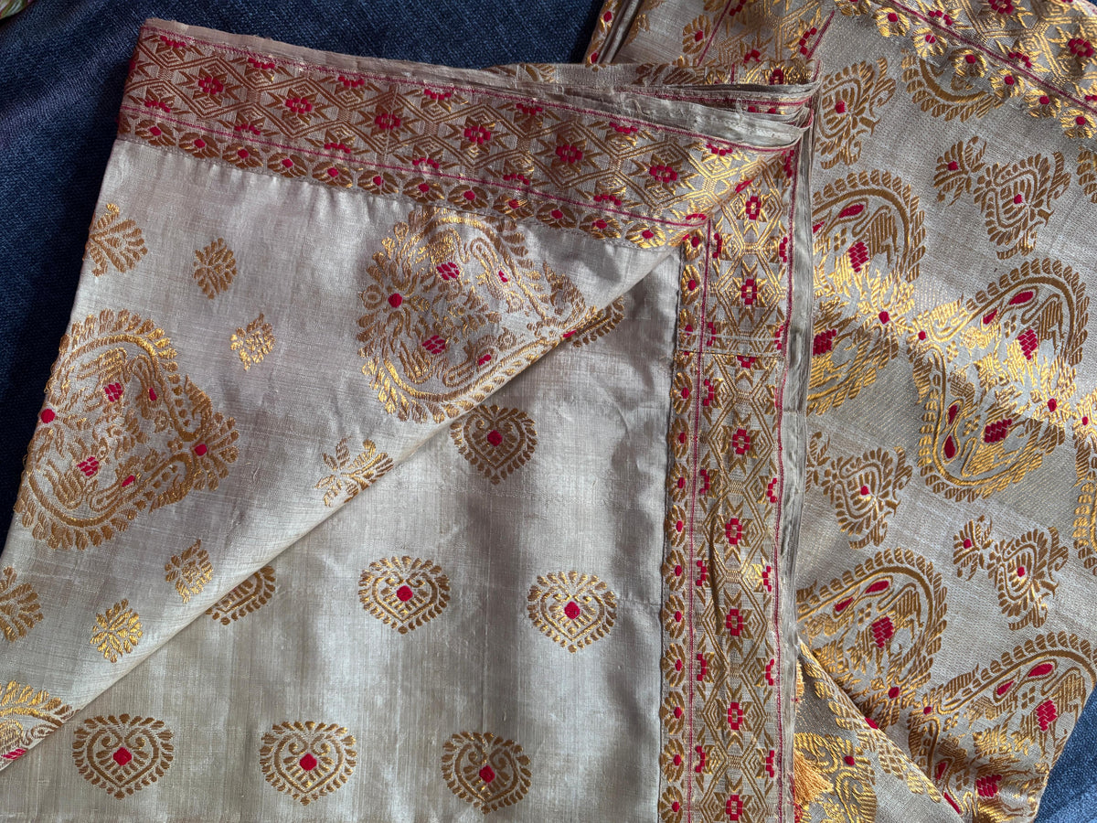 Muga Silk Saree | Assam Handloom Rare Natural Silk