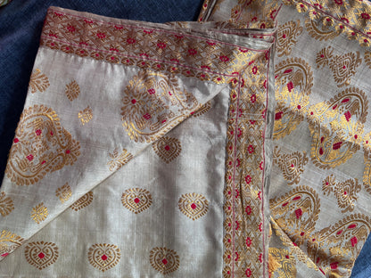 Muga Silk Saree | Assam Handloom Rare Natural Silk