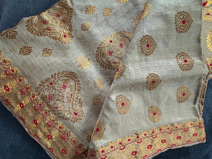 Muga Silk Saree | Assam Handloom Rare Natural Silk