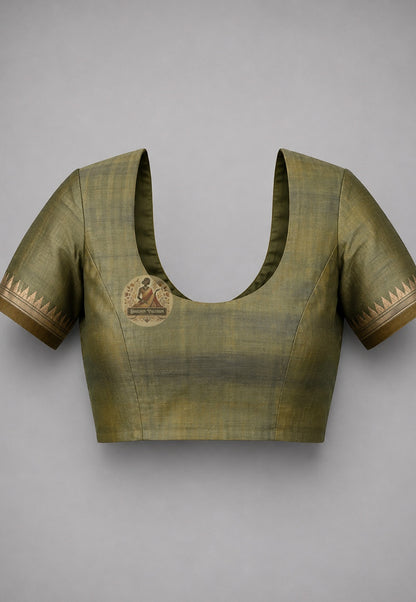 Matching blouse piece included with Bishnupur Katan Silk Saree, handloom sangeet wear Bengal West Bengal